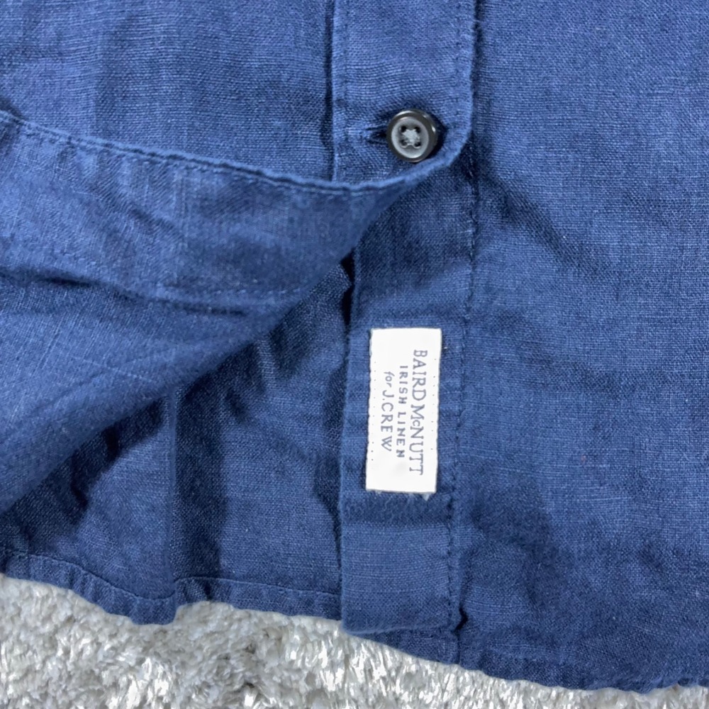 J.Crew Baird McNutt Irish Linen Shirt Womens Small Slim Navy Blue Long Sleeve - Picture 2 of 12